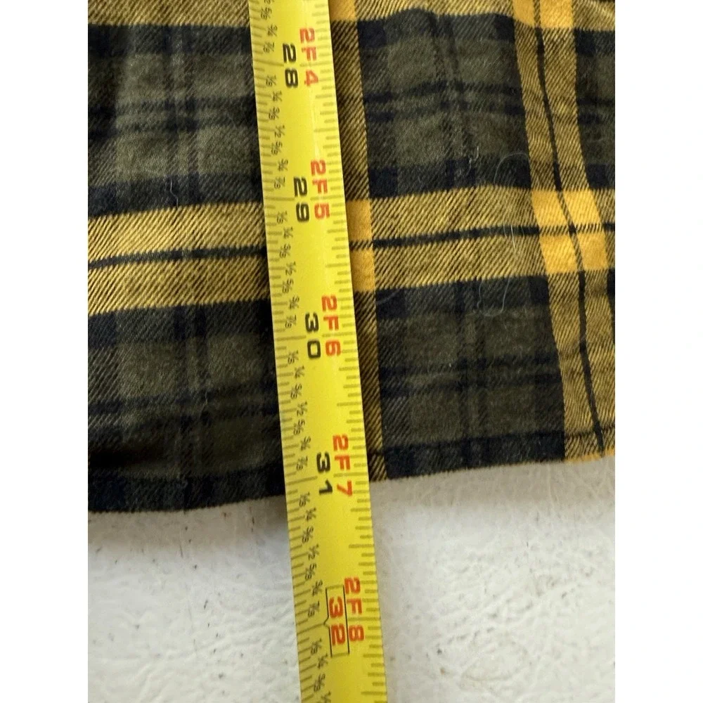 Banana Republic Black &‎ Yellow Soft Flannel Plaid Shirt Untucked Fit Mens XL
